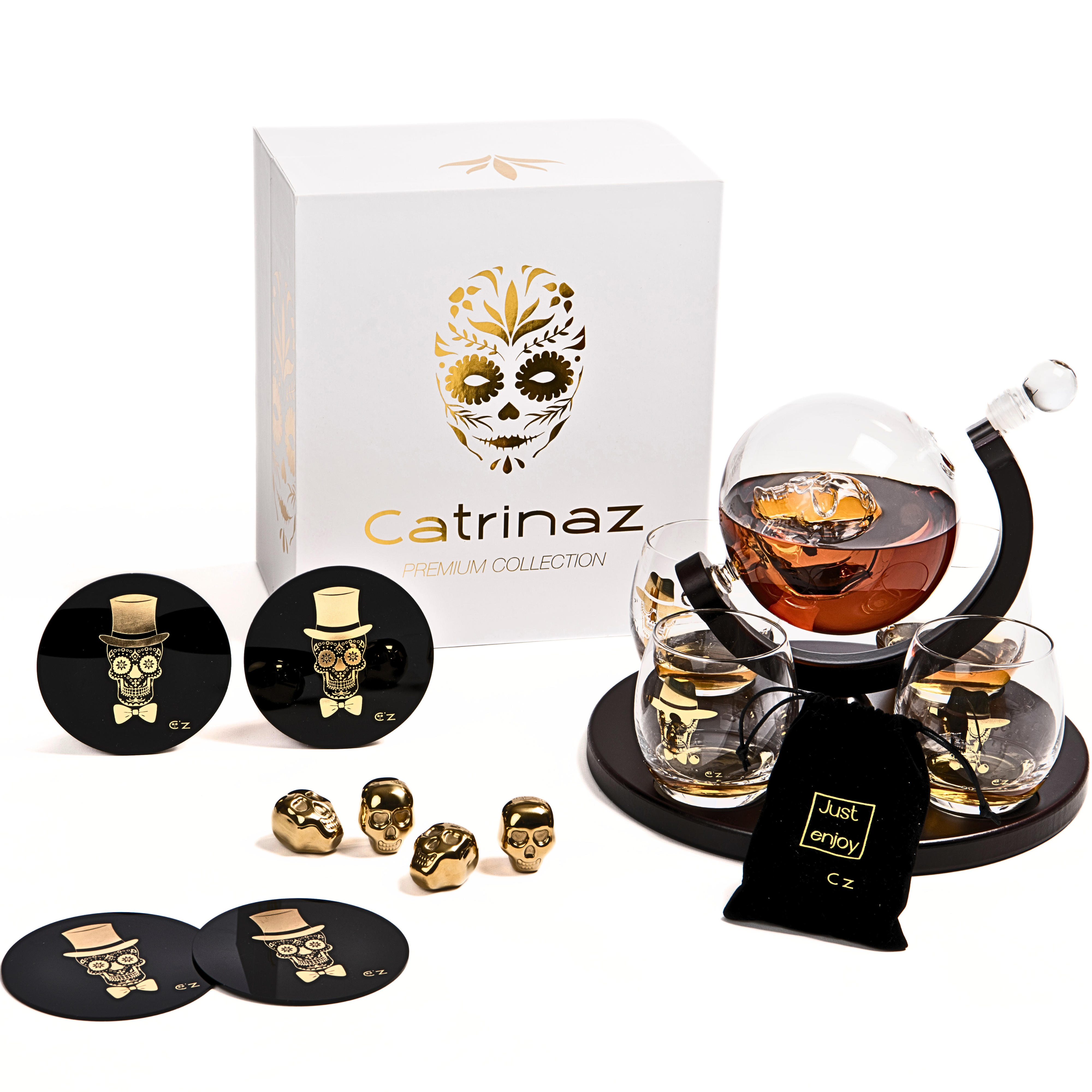 skull decanter set