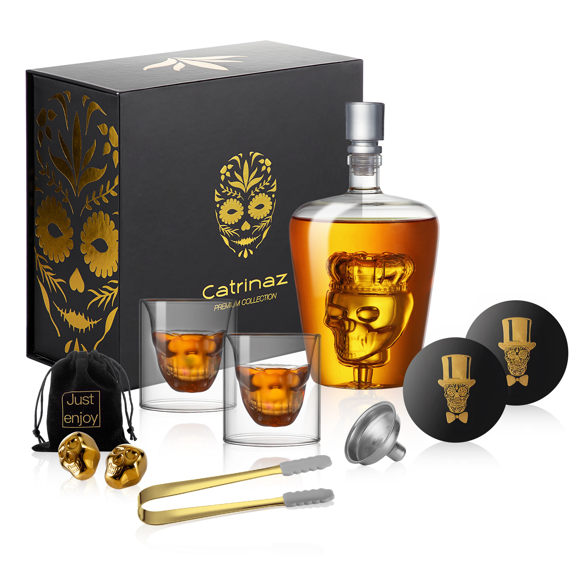 SKULL CROWN DECANTER SET