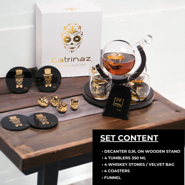 skull decanter set
