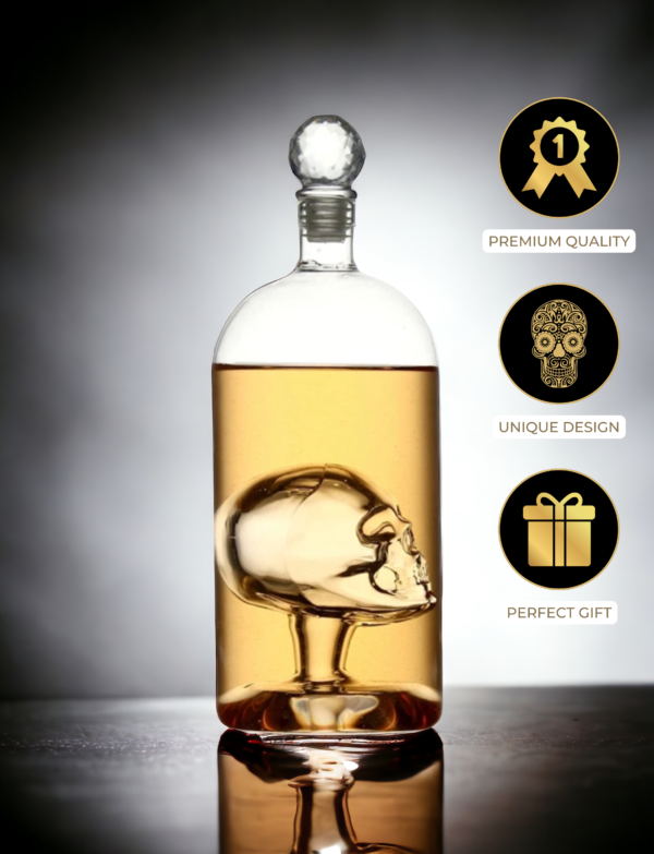 Catrinaz®  Premium Spirit Carafe - Tequila Decanter -  Skull Design - Decanter - Whiskey carafe -1L - Luxury gift box - Unique Gift - Image 4